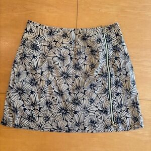 Sport Haley 8 black tan floral hibiscus double zip golf pickle ball golf skort